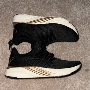 Puma Black and Gold Athletic Sneakers